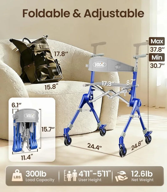 Ultra Lightweight Foldable Rollator for Adults – Z35 Walkers with Dual X-Design Supports 300 lbs Includes Carry Bag