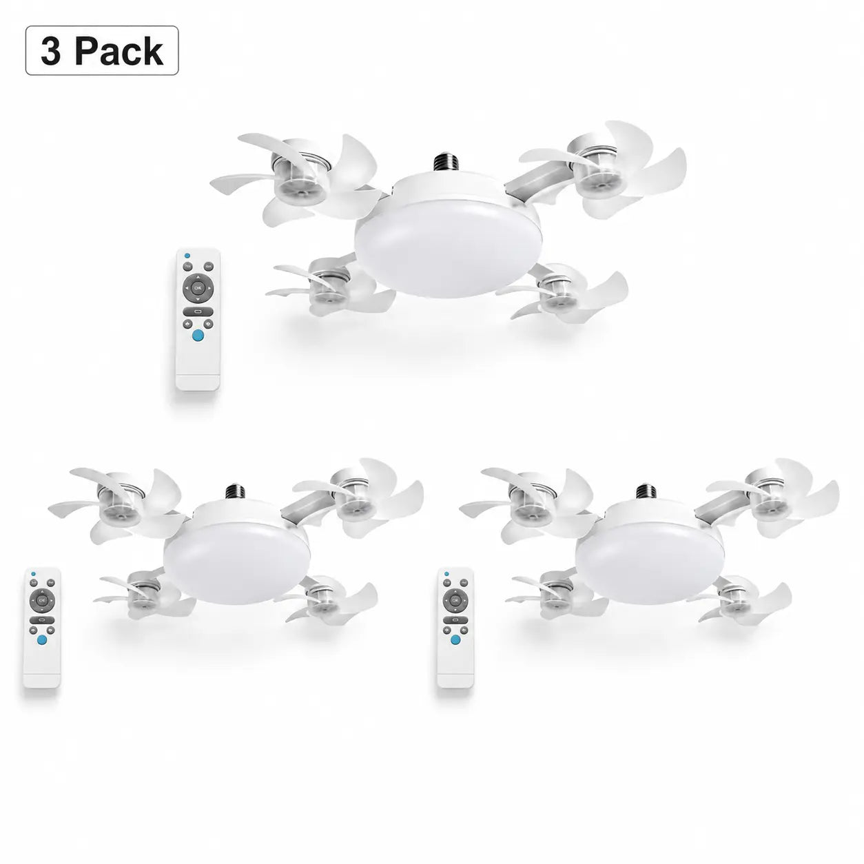 19.69" Screw-In Foldable Ceiling Fan Light with Remote (E26/E27 Socket)