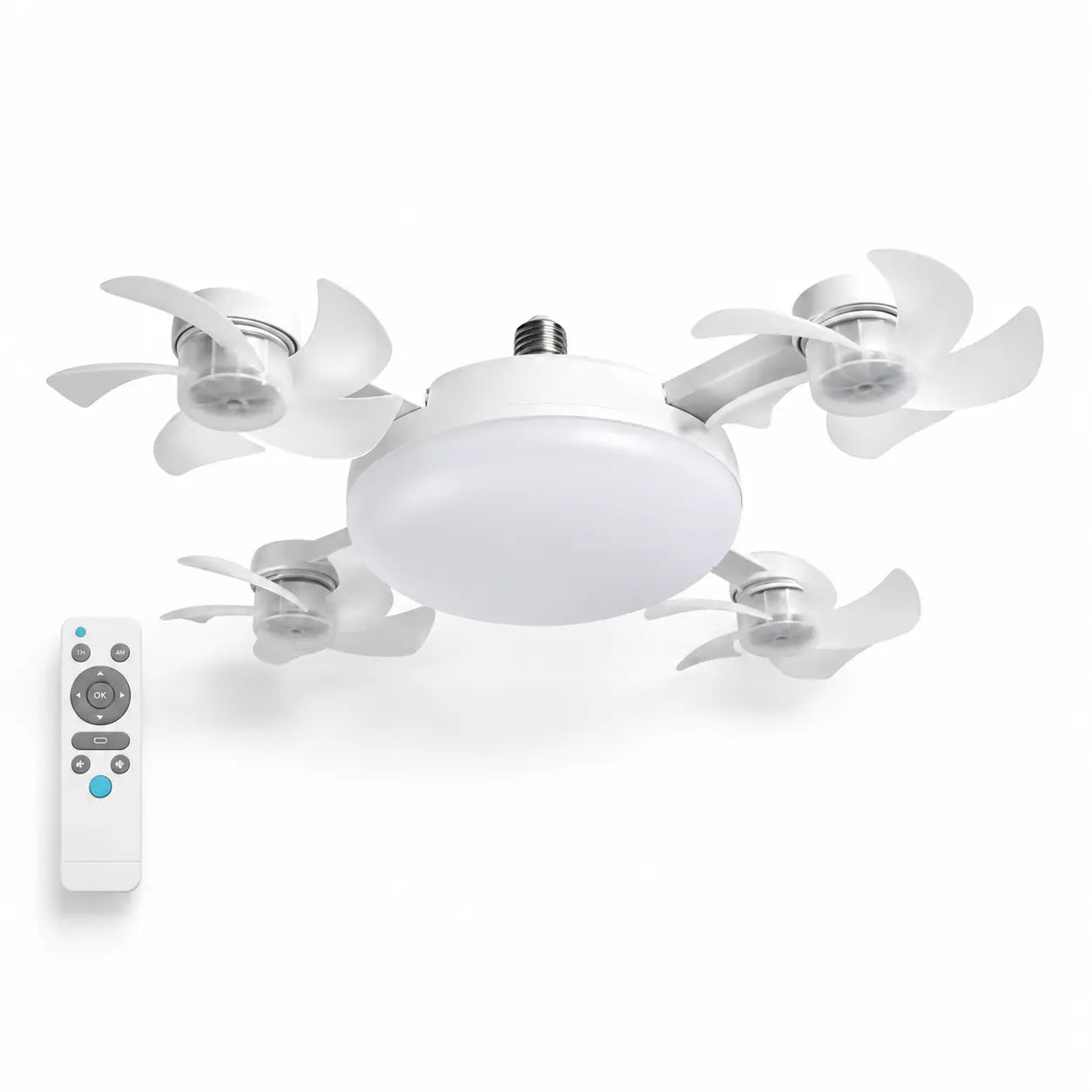 19.69" Screw-In Foldable Ceiling Fan Light with Remote (E26/E27 Socket)