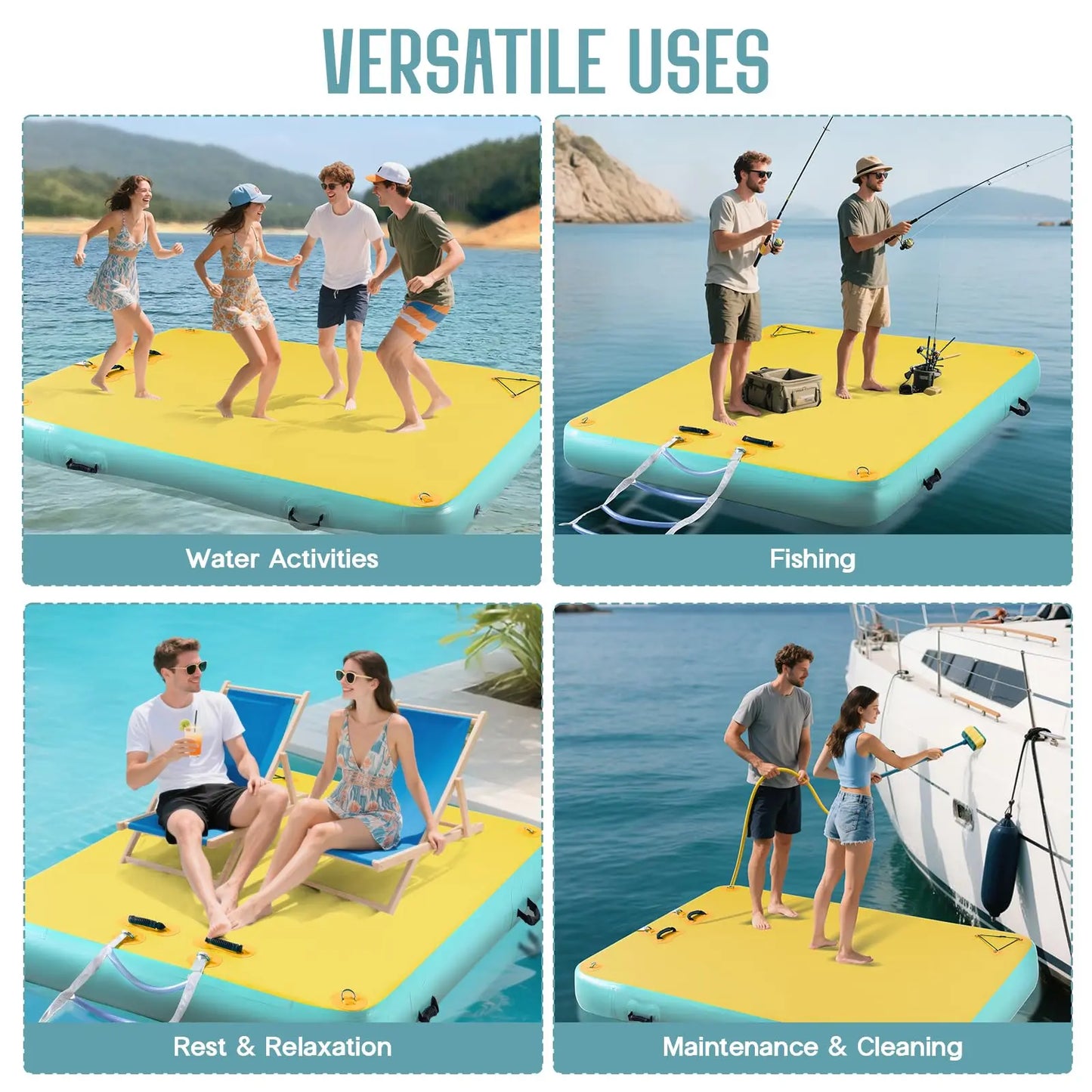 🌊 8FT/10FT Hexagon/Circle/Triangle Inflatable Water Hammock for Adults, Fun for Kids Ages 3+, Floating Raft Dock Platform with Mesh, Heavy Duty Water Float Dock for Lake, Beach, Summer Party 💧🌊