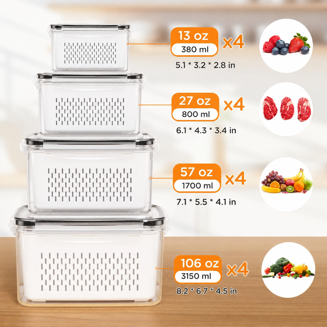 8/12/16 Pack Premium Food Storage Containers - Airtight, Leak-Proof, Microwave, Oven, Freezer and Dishwasher Safe - BPA Free, Stain-Resistant, Easy-Clean Design for Meal Prep and Bento Boxes,Fridge Organizers Stackable Plastic Durable Solid Set Kitchen