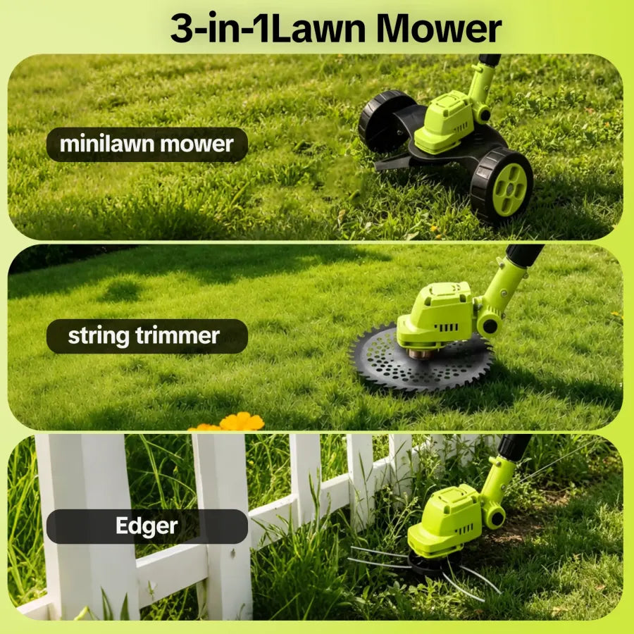 3-in-1 Cordless Lawn Mower with 2×21V Batteries