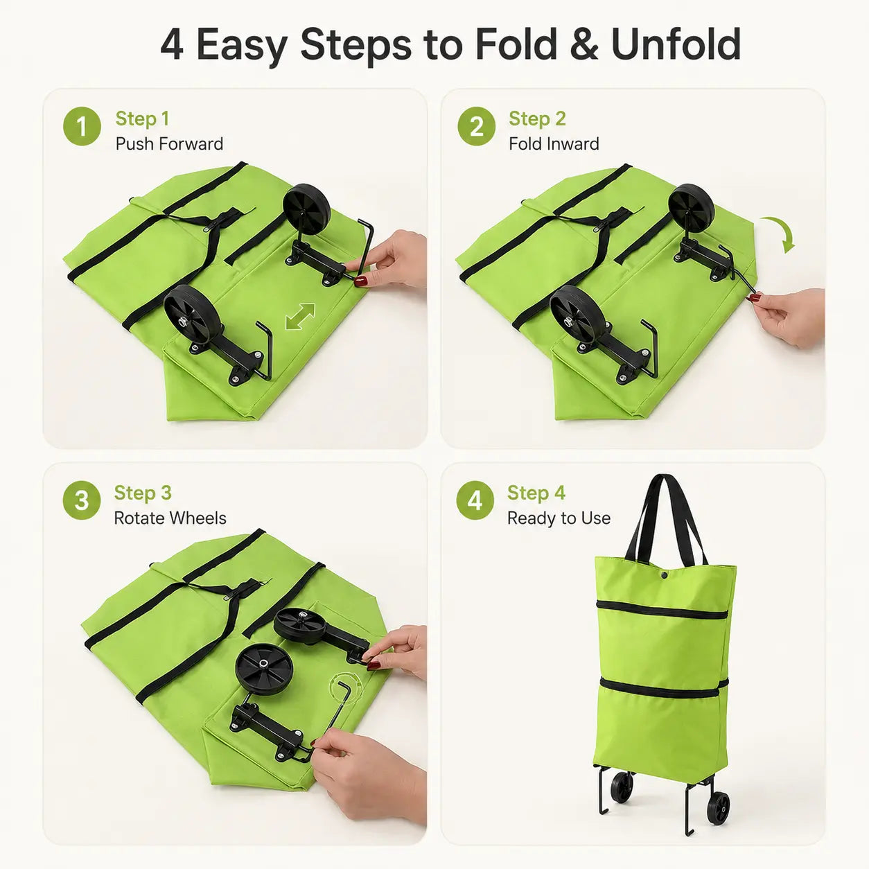 Summer sale：【10inch*18inch】Foldable Shopping Trolley Bag with Wheels, Portable Reusable Grocery Tote, Lightweight Rolling Shopping Cart Bag with Carry Handles for Supermarket, Travel, Laundry and Daily Use