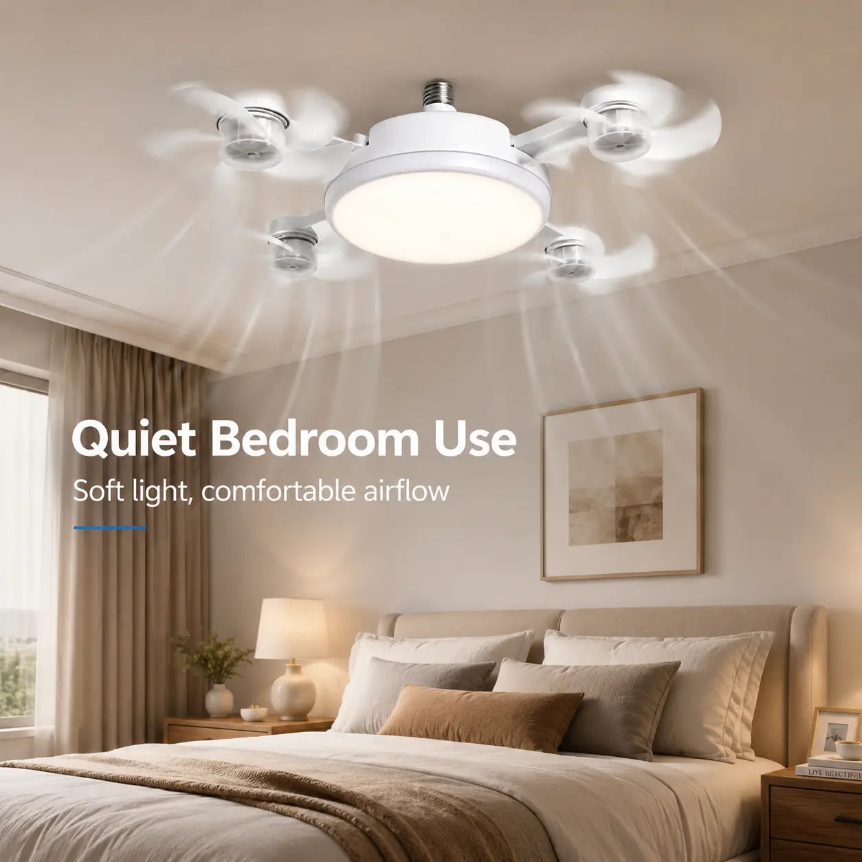 19.69" Screw-In Foldable Ceiling Fan Light with Remote (E26/E27 Socket)
