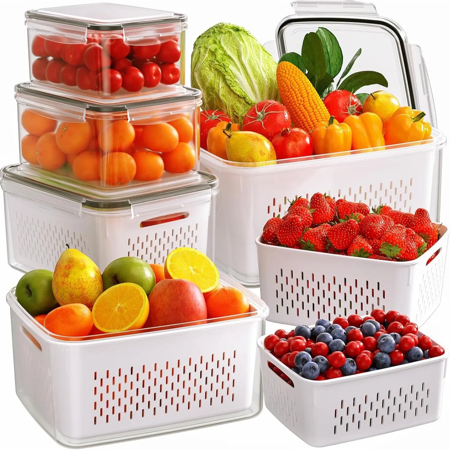 8/12/16 Pack Premium Food Storage Containers - Airtight, Leak-Proof, Microwave, Oven, Freezer and Dishwasher Safe - BPA Free, Stain-Resistant, Easy-Clean Design for Meal Prep and Bento Boxes,Fridge Organizers Stackable Plastic Durable Solid Set Kitchen
