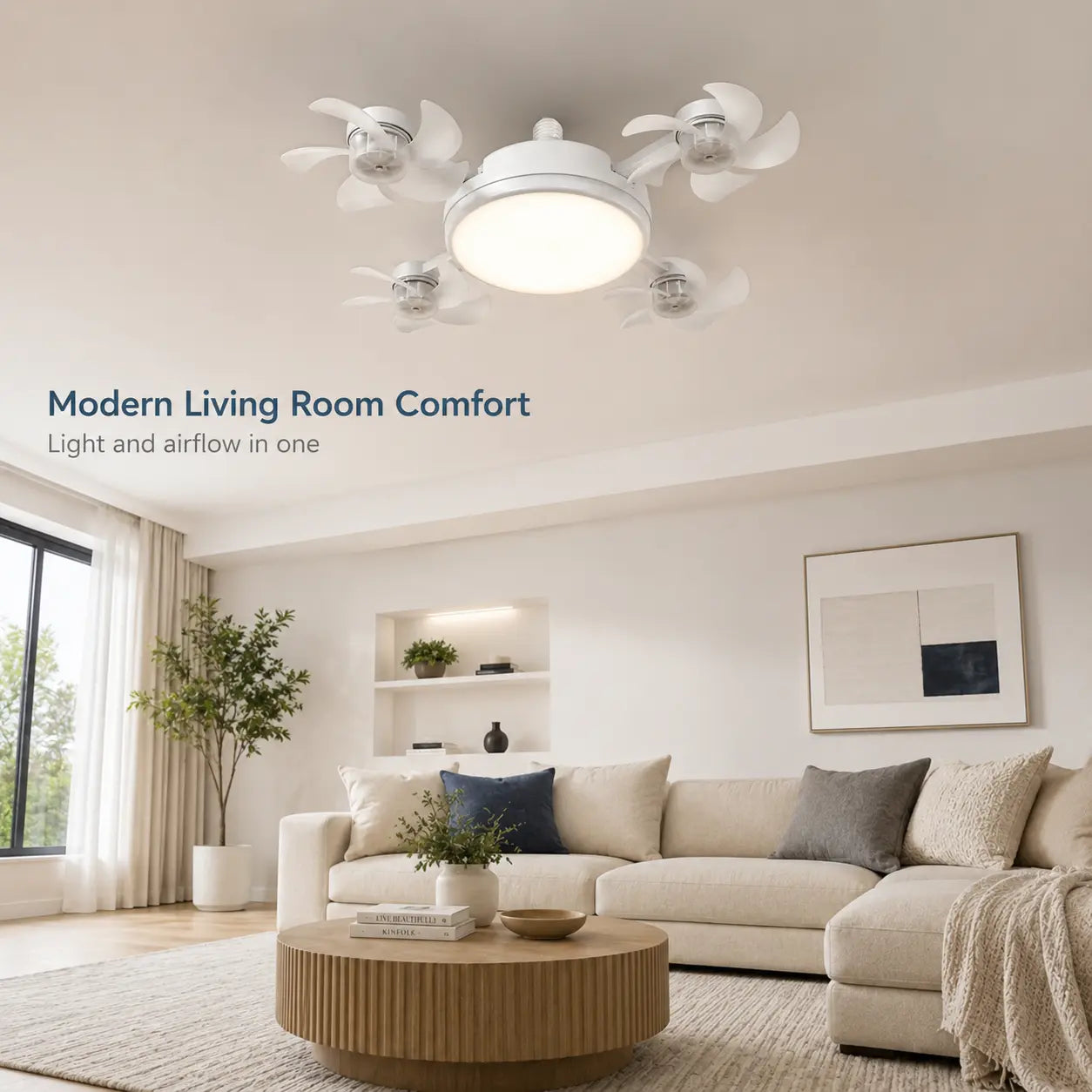 19.69" Screw-In Foldable Ceiling Fan Light with Remote (E26/E27 Socket)