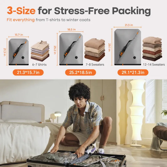 Rechargeable Cordless Vacuum Sealer Pump with 20 Space Saver Vacuum Storage Bags, Portable Compression Bags for Travel, Clothes, Blankets, Bedding & Home Storage