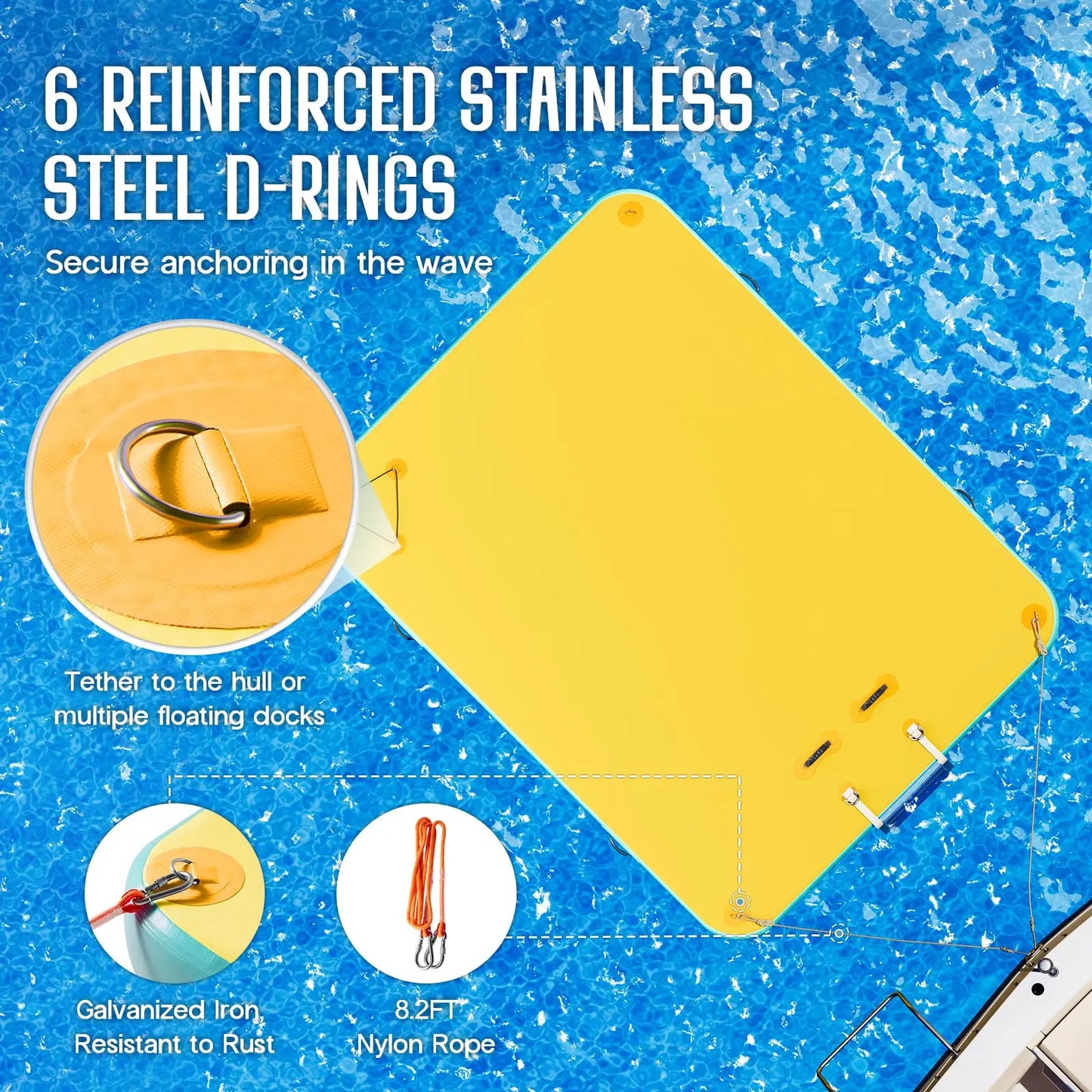 🌊 8FT/10FT Hexagon/Circle/Triangle Inflatable Water Hammock for Adults, Fun for Kids Ages 3+, Floating Raft Dock Platform with Mesh, Heavy Duty Water Float Dock for Lake, Beach, Summer Party 💧🌊