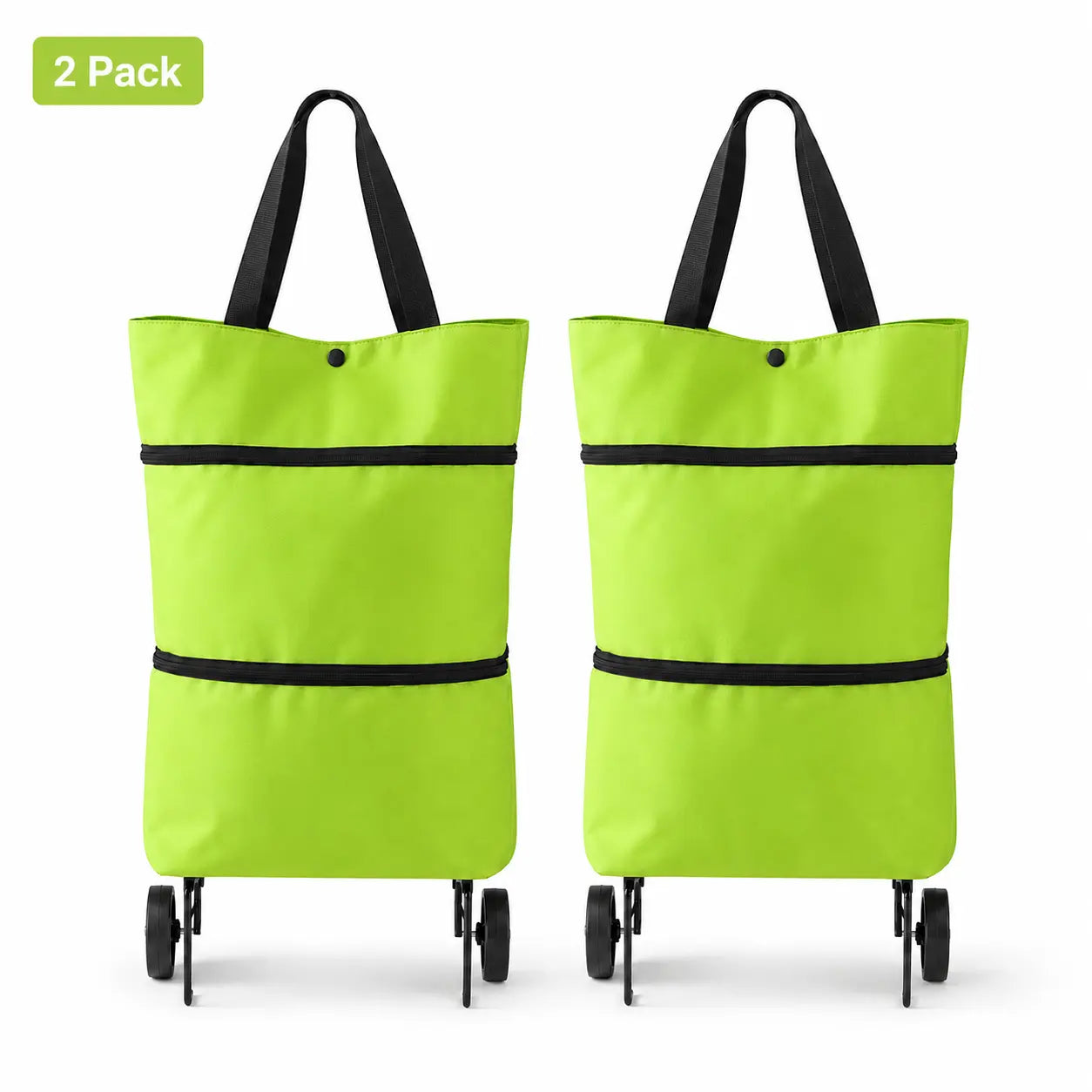 Summer sale：【10inch*18inch】Foldable Shopping Trolley Bag with Wheels, Portable Reusable Grocery Tote, Lightweight Rolling Shopping Cart Bag with Carry Handles for Supermarket, Travel, Laundry and Daily Use