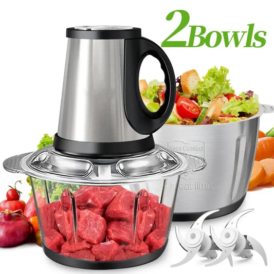 SPZTJK 2L Babynahrungszubereiter & Fleischwolf – 2 spülmaschinenfeste Klingen & Schüsseln, reiner Kupfermotor für hausgemachtes Püree/Nüsse/Fleisch, BPA-frei & leises Design für Familienkochen